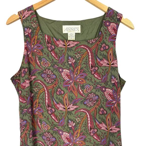 Vintage Casual Corner Annex Dress 100% Silk Floral Paisley Sheath Boho Size 12 - Picture 4 of 13